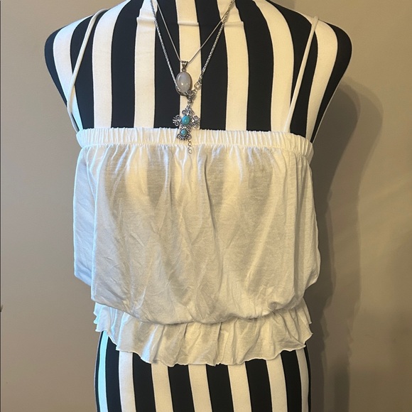 Reformation White boho Ruffle Strapless Top - Picture 1 of 3